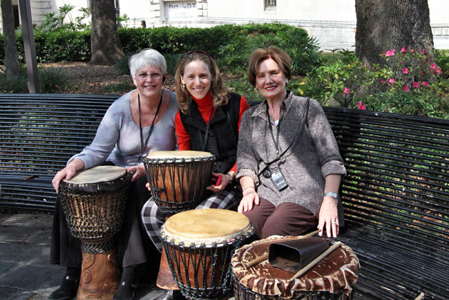 Playing bongo drums in New Orleans' Congo Square during the Tauck Jazz Event