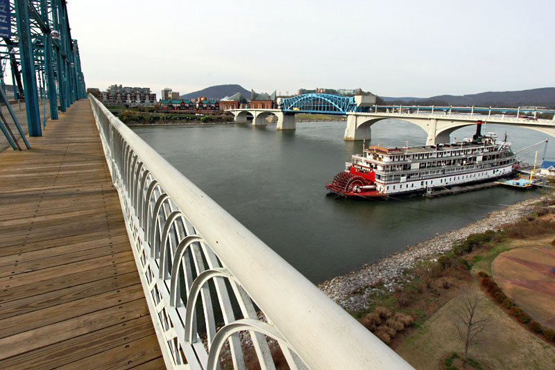 Paddlewheel Steamboat, Seen From the Pedestrian Bridge over the Tennessee River in Chattanooga