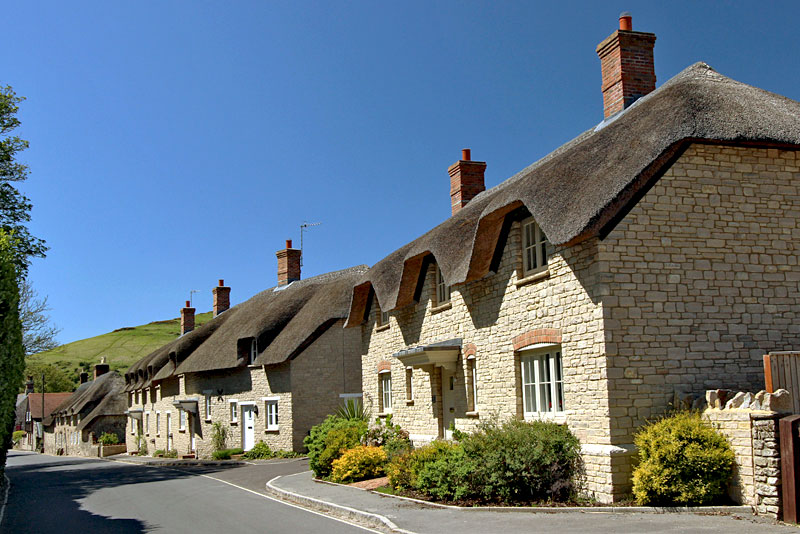 Thatched Roofs on Stone Cottages in West Lulworth, Dorset, England Can Be Repaired But Not Replaced