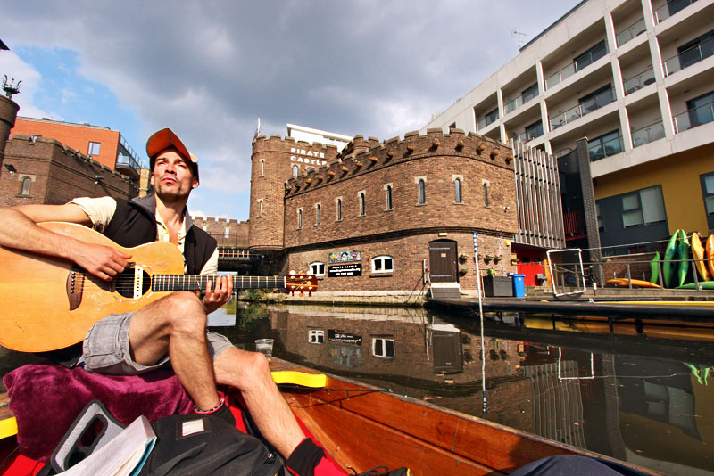 Guitarist Serenades Passengers as We Paddle Down the Regency Canal from Camden Lock to London Zoo
