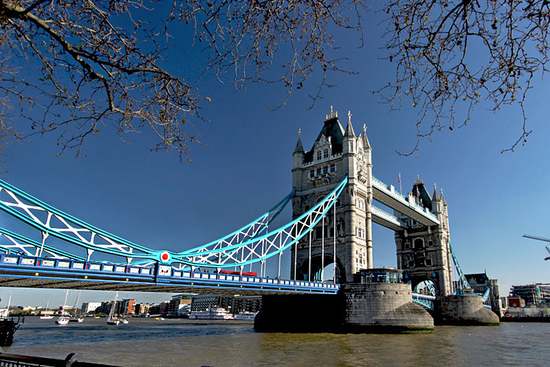 London's Iconic Tower Bridge Spans the Thames River