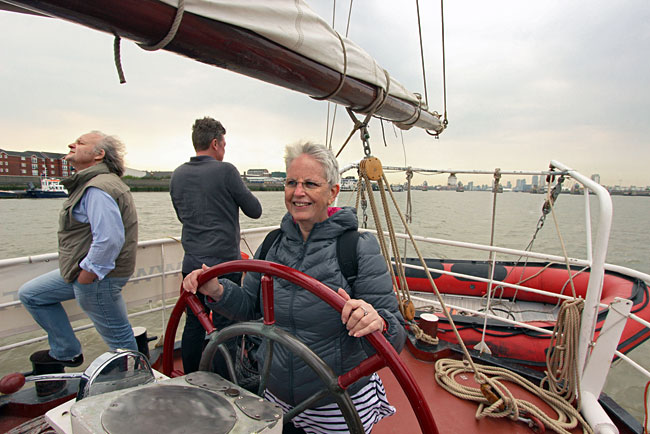 England-Royal-Borough-of-Greenwich-Naval-College-Gardens-Tall-Ships-Event-Sailing-Lady-Avenel-Thames-Barrier
