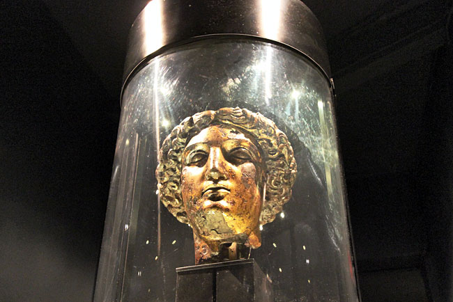 Head of Minerva, found in the ruins of the ancient Roman Baths