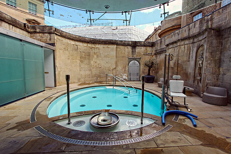 Hot Spring Waters From Deep Below the Earth Are Piped Into Thermae Bath Spa in Bath, England