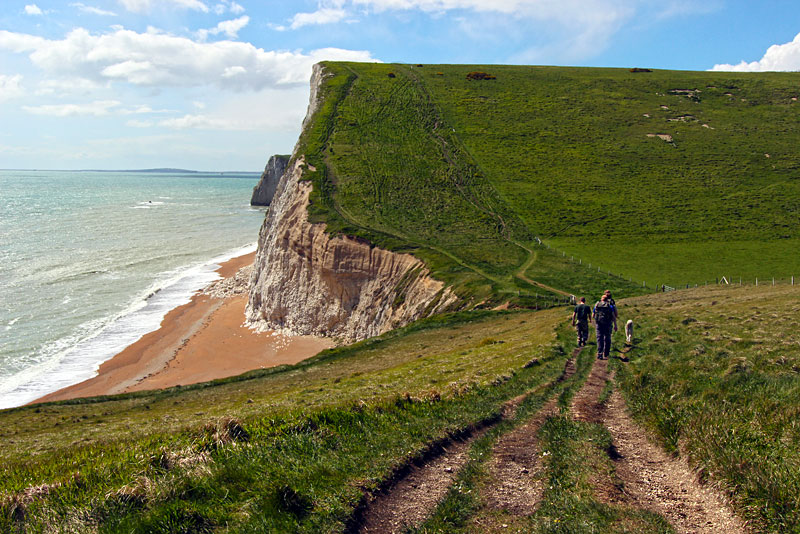 Immense White Chalk Cliffs Along the South West Coast Path in Dorset, England