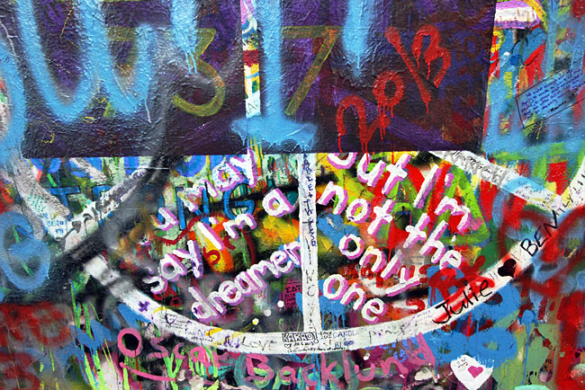 Enduring message of peace on John Lennon Wall in Prague, one of the most powerful examples of street art in Prague