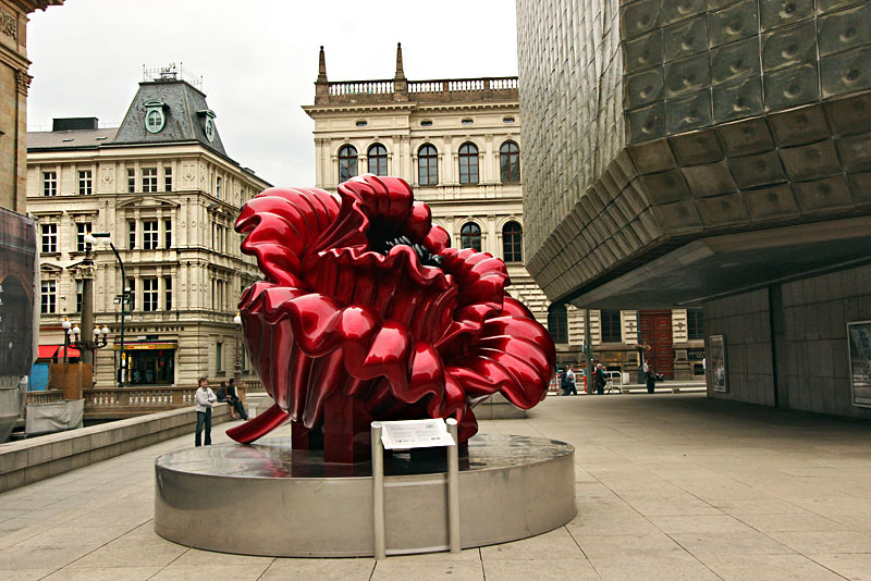 Love, a Sculpture by Ana Tzarev, Graces the Plaza at the Prague Opera House