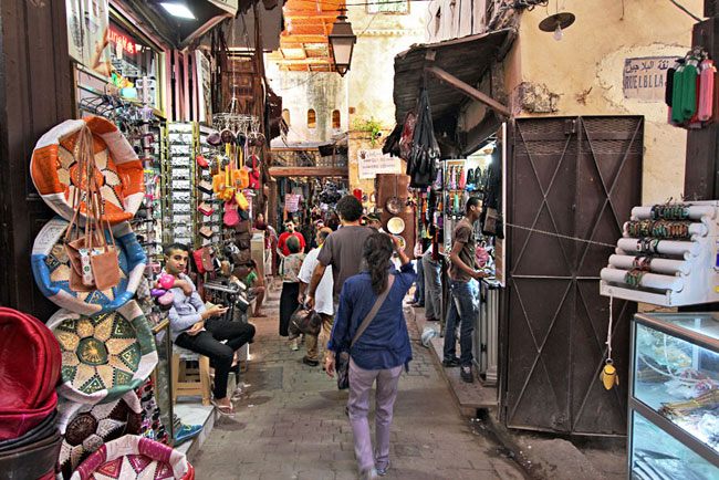 Threading the narrow, winding lanes of the Medina (old city) in Fez, Morocco