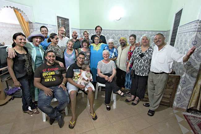 Our tour group with the Abd El Wahed family, who hosted us for a traditional cous cous dinner and performance by Dakka Marrakchia musicians