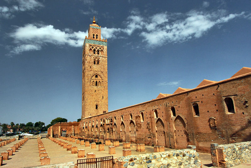 Minaret Tower of Historic Koutoubia Mosque is a Landmark in Marrakech, Morocco