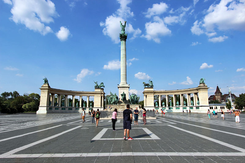 National Monument at Heroes Square in Budapest, Hungary Sits at the Head of City Park