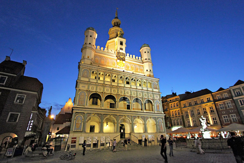 Original Town Hall in the Old Market Square in Poznan, Poland, is Especially Beautiful By Night