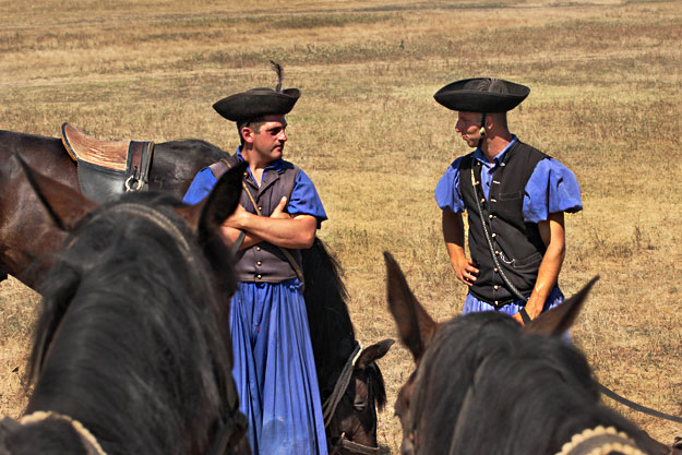 Modern day shepherds wear traditional costume of Hortobagy herdsmen
