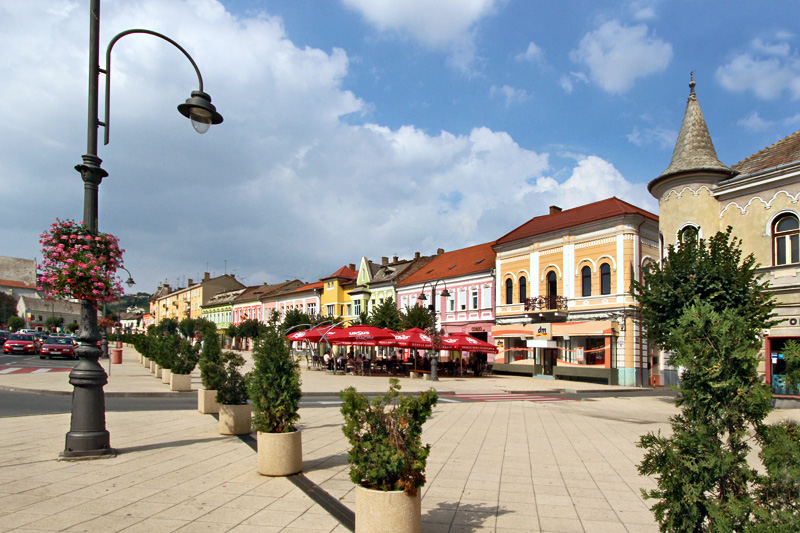 Historic Houses Line the Main Square in Turda Romania, Best Known for its Salina Turda Salt Mine