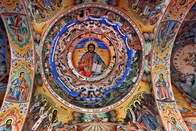 PHOTO: Ceiling in church at Rila Monastery - Hole in the Donut Travel