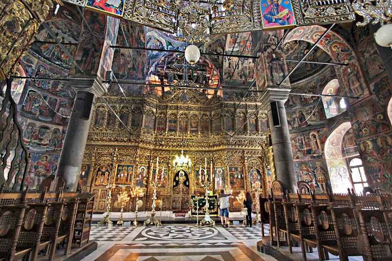 Sanctuary of the Church at Rila Monastery in Bulgaria is Famous for its Gold-plated Iconostasis