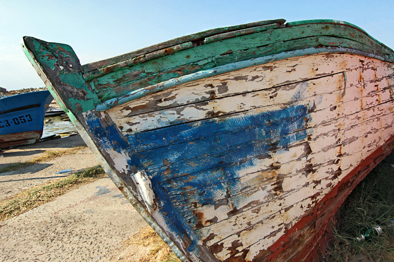 An Old Wooden Fishing Boat is Beached in Sozopol, Bulgaria, Awaiting Restoration