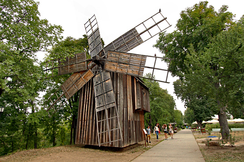 Windmill from Eastern Romania is One of Many Structures at Dimitrie Gusti National Village Museum in Bucharest