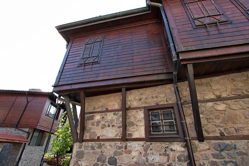 Traditional Wooden Houses in Sozopol, Bulgaria, are Built Upon High Stone Foundations
