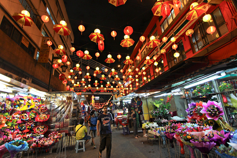 Petaling Street by Night in the Chinatown Area of Kuala Lumpur, Malaysia