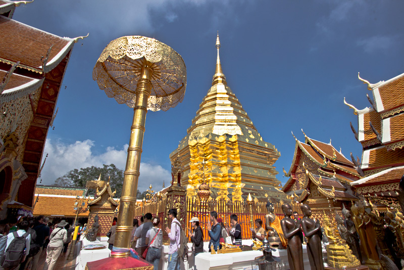 Golden Chedi at Doi Suthep Temple, is the Jewel of Chiang Mai, Thailand