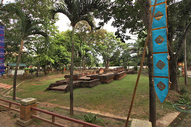 Restored ruins of the original prayer hall at Wat Chang Kam in the ancient Lanna capital of Wiang Kum Kam