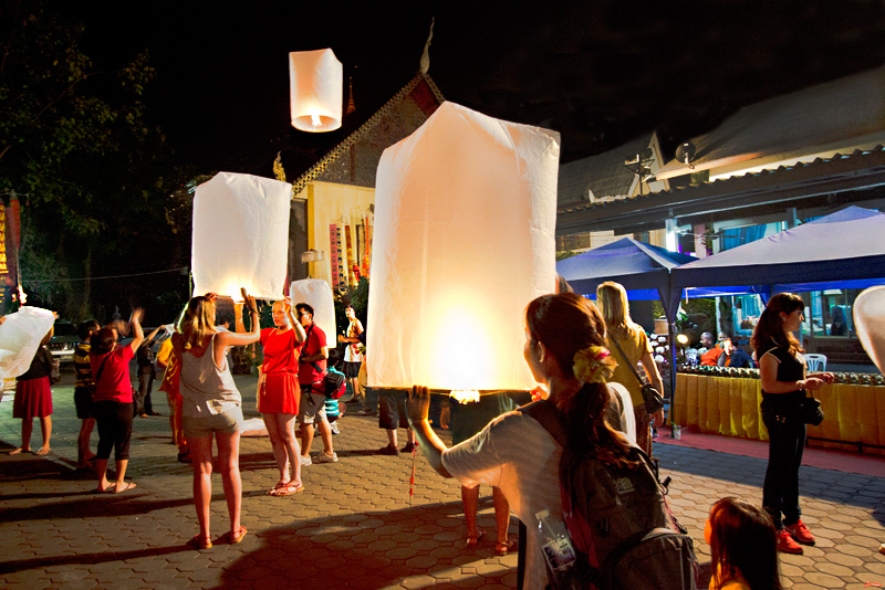 At the Yi Peng festival in Chiang Mai, Thailand, Paper Lanterns are Launched Into the Skies for Good Luck