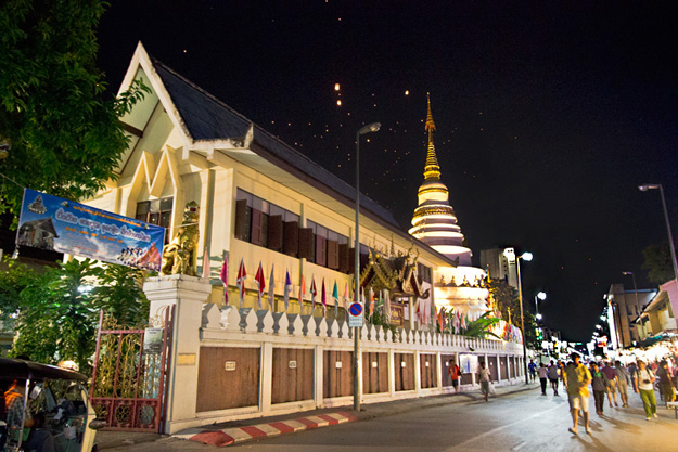 Paper lanterns fill the skies over Wat Umokot during the Yi Peng Festival in Chiang Mai