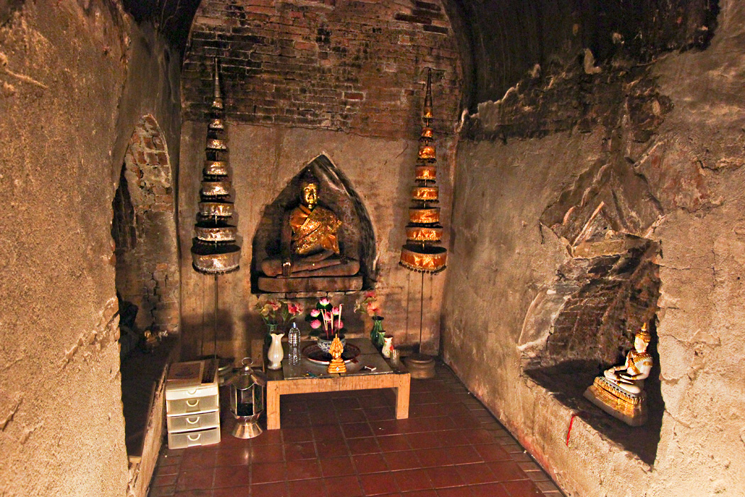 Meditation cave dug into the hillside at Forest Tradition Wat Umong in Chiang Mai, Thailand