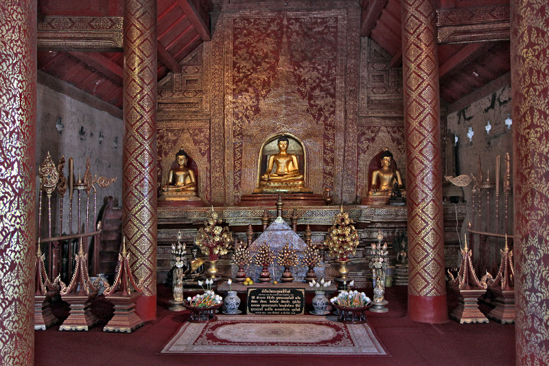 Interior of One of the Small Shrines at Wat Phra Singh in Chiang Mai, Thailand