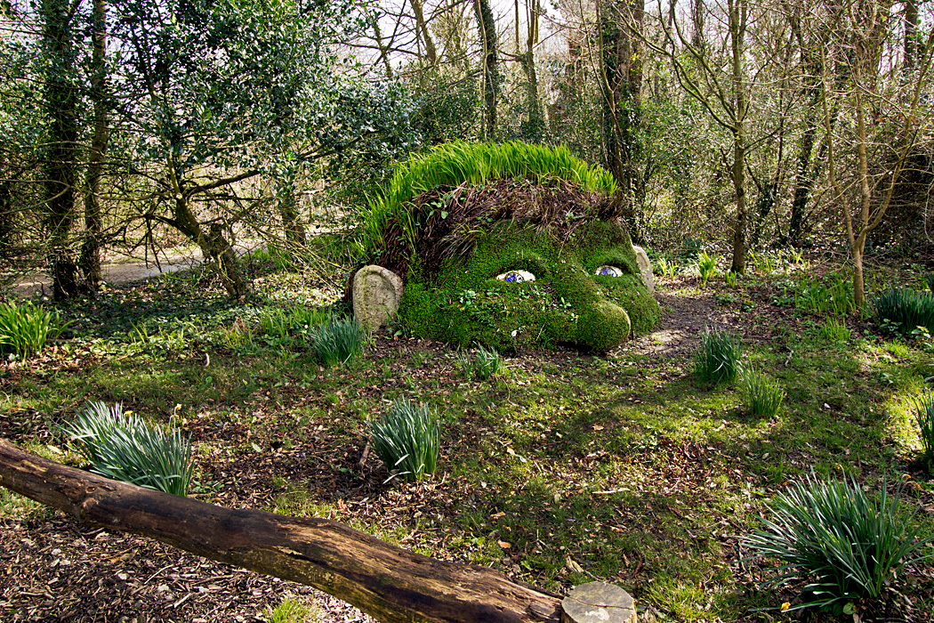 The Giant's Head, an earth and plant sculpture at The Lost Gardens of Heligan in Cornwall, England