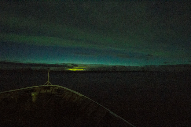 Was the Hurtigruten cruise the best place to see the Northern Lights? This was as close as I came to seeing them during my voyage.