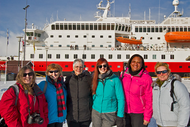 Our group in front of Hurtigruten's MS Richard With during a stop in Hammerfest