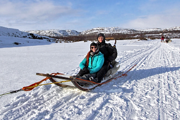 Marianne and I in our dog sled