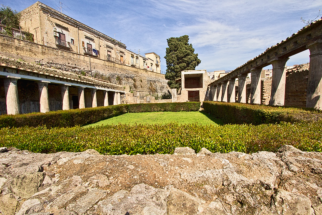 House of Argus, a rich estate at Herculaneum, Italy, buried by the eruption of Mt. Vesuvius in 79 AD