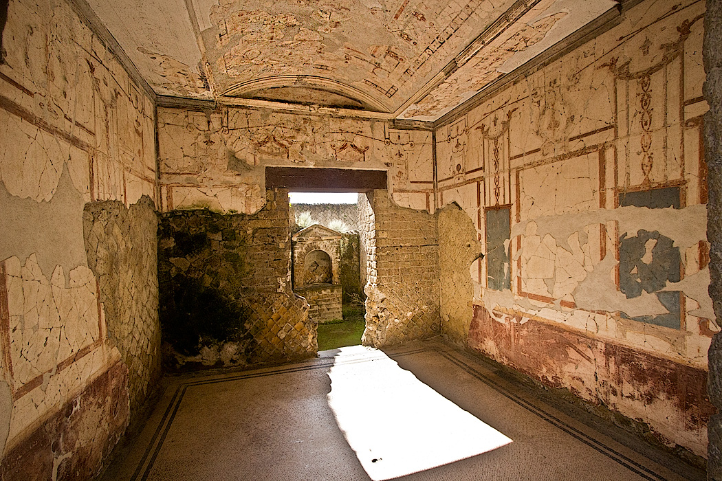 Room covered in frescoes was discovered in House of the Black Room in Herculaneum