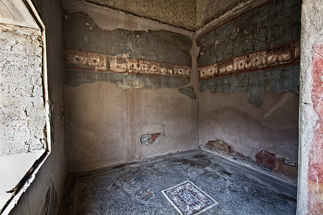 Frescoes and Mosaics at House with Large Portal in Herculaneum, Italy