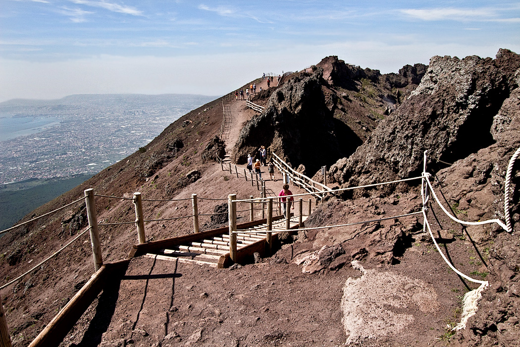 Rim trail around the top of Mount Vesuvius Italy
