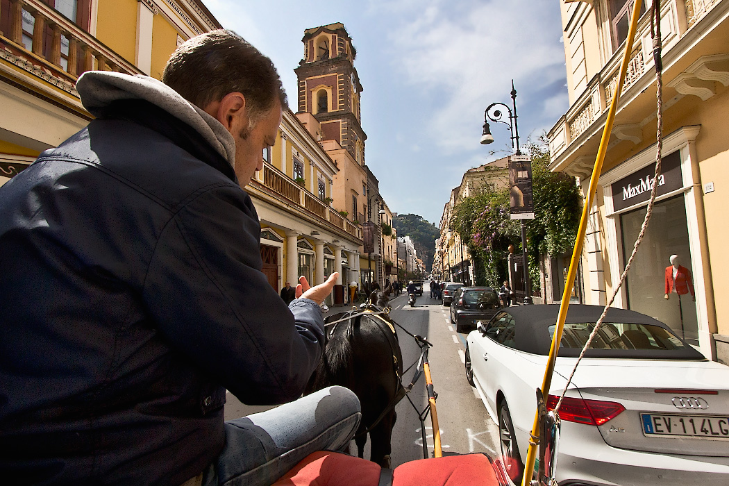 Horse-drawn carriage ride is a great way to see the sights in Sorrento, Italy