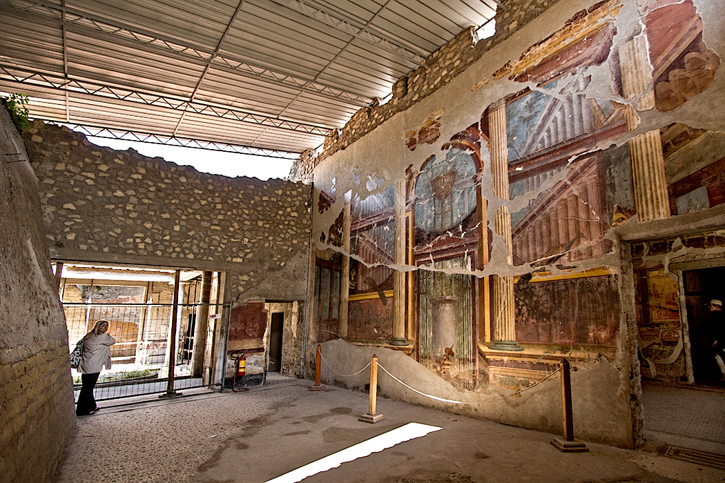 Oecus (main living room of a Roman house) at Villa di Poppaea Sabina in ancient Oplontis, now Torre Annunziata
