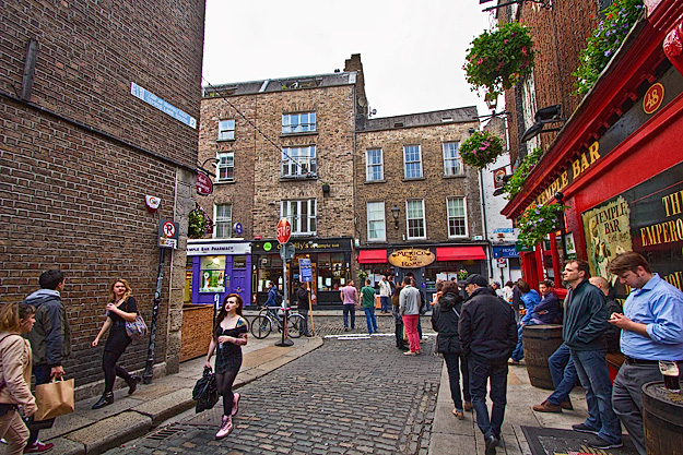 Temple Bar, where everyone goes to party in Dublin