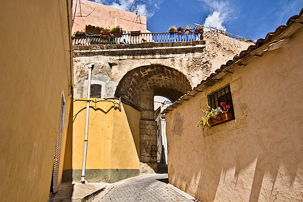 Street in the Quartiere Agliastrello in Noto, Sicily
