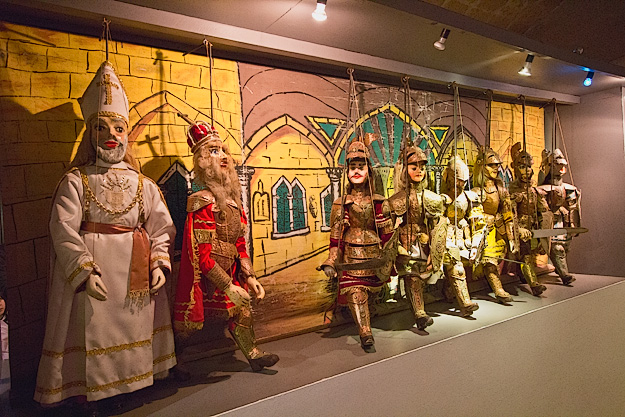 Life-size puppets on display at the Puppet Museum in Syracuse, Sicily