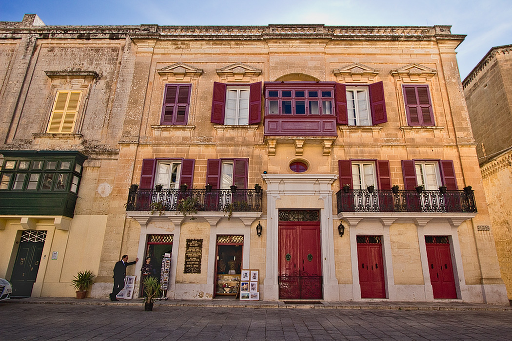 One of many historic houses in the ancient walled city of Mdina on the island of Malta