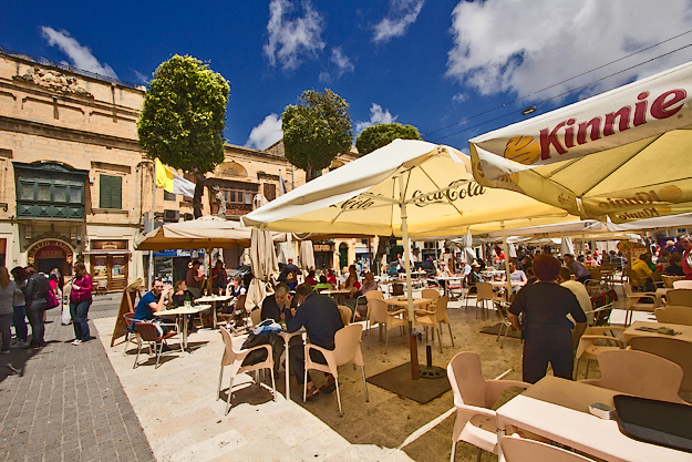 Sidewalk Cafe in Victoria, the capital of Gozo in the Maltese Islands