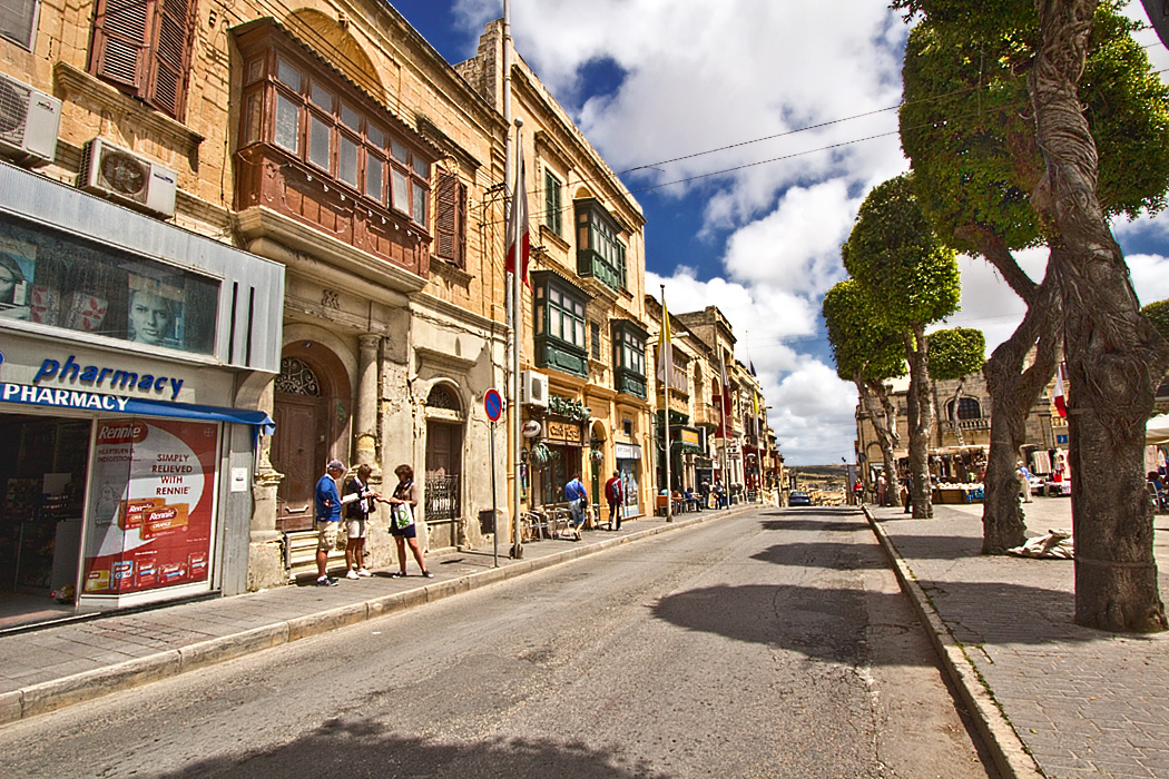 The main street and square in Victoria, on the island of Gozo in the Maltese Islands