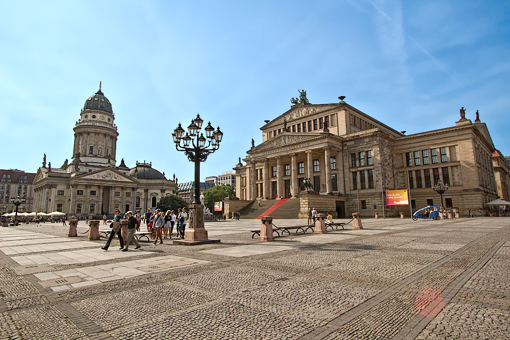 The Berlin Konzerthaus and German Cathedral dominate the Gendarmenmarkt