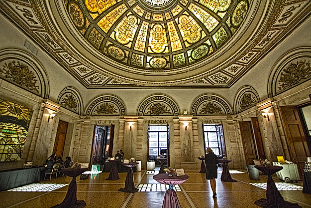 One of two stained glass domes at the Chicago Cultural Center, the former Chicago Public Library
