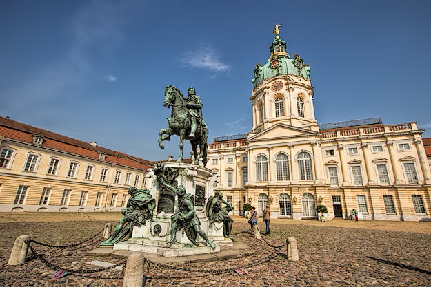 Charlottenburg Palace, severely damaged by bombing during WWII, has been restored and is open to the public