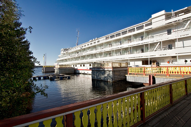 Viking Akun at dock in Mandrogy, Russia